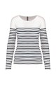 Dames T-shirt lange mouw gestreept Kariban K386 WHITE-NAVY STRIPES